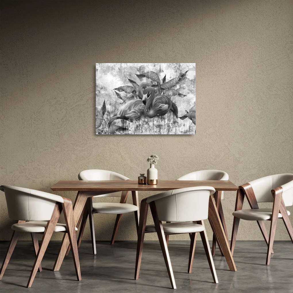 Sklenený obraz - Plameniaky graffiti (70x50 cm)