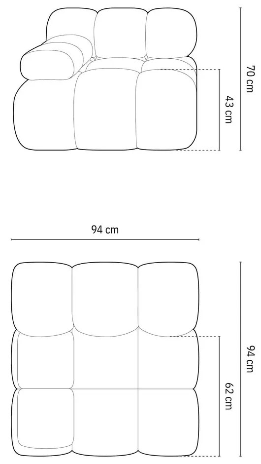 Svetlosivý modul pohovky z textílie bouclé (ľavý roh) Bellis – Micadoni Home