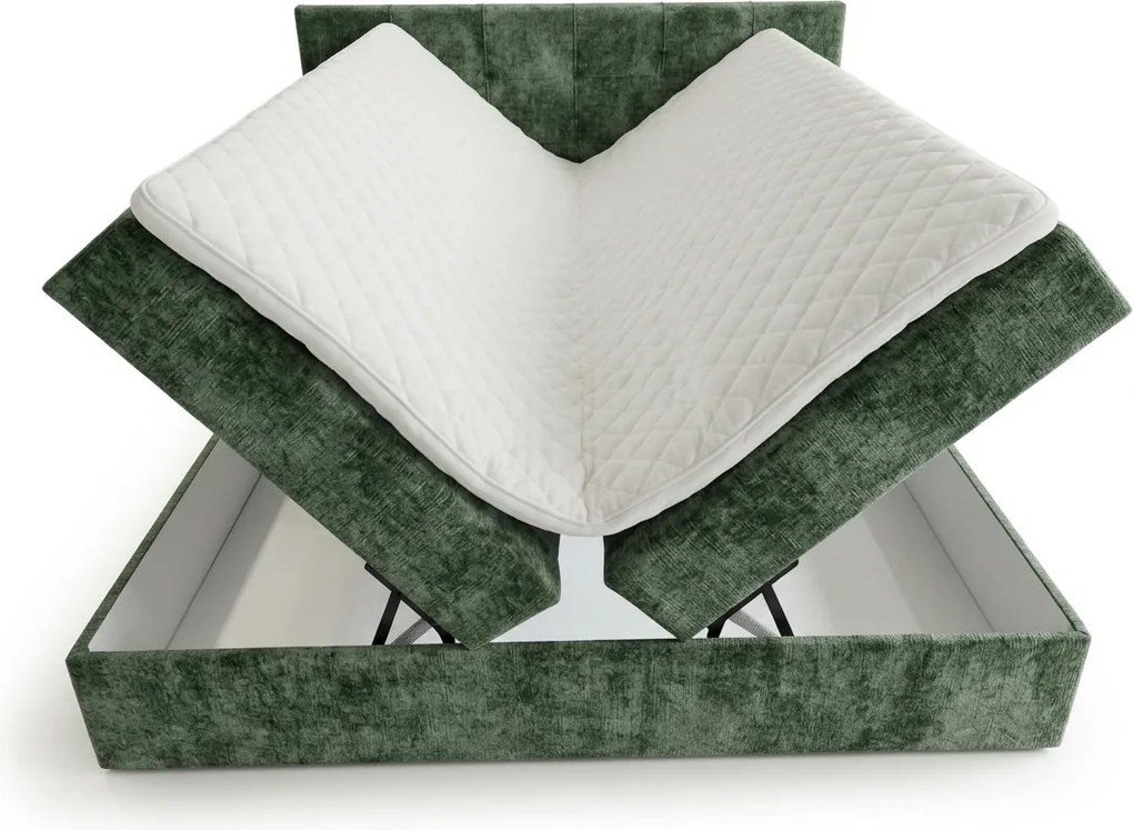 Čalúnená posteľ boxspring DIRELIS VIBE 160x200 cm tmavozelená Matrac: Bonell pružinová matrac