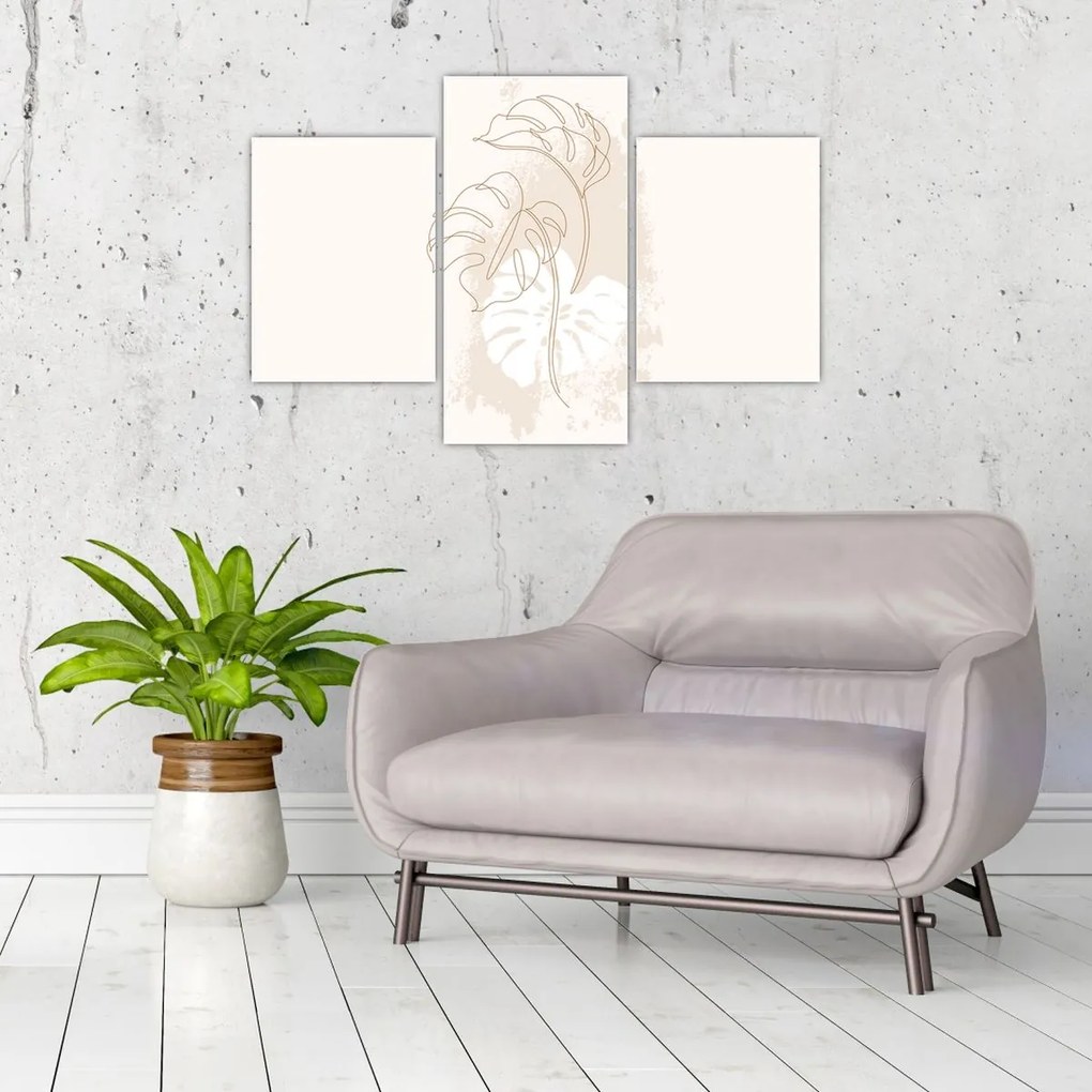 Obraz - Line art monstera N⁰1 (90x60 cm)