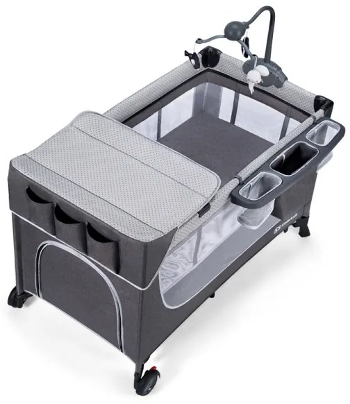 KINDERKRAFT - Cestovná postieľka LEODY šedá