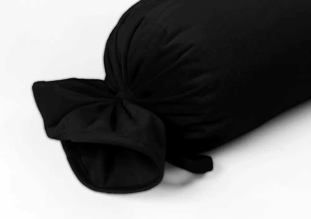 Biante Zamatový vankúš valec bonbon Velvet Prémium SVP-041 Čierny 15x80 cm