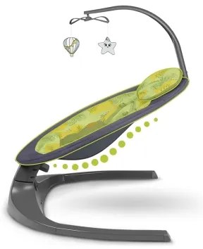 Lionelo - Detské húpacie kresielko s melódiou RALF 4xAA Grey Concrete + diaľkové ovládanie