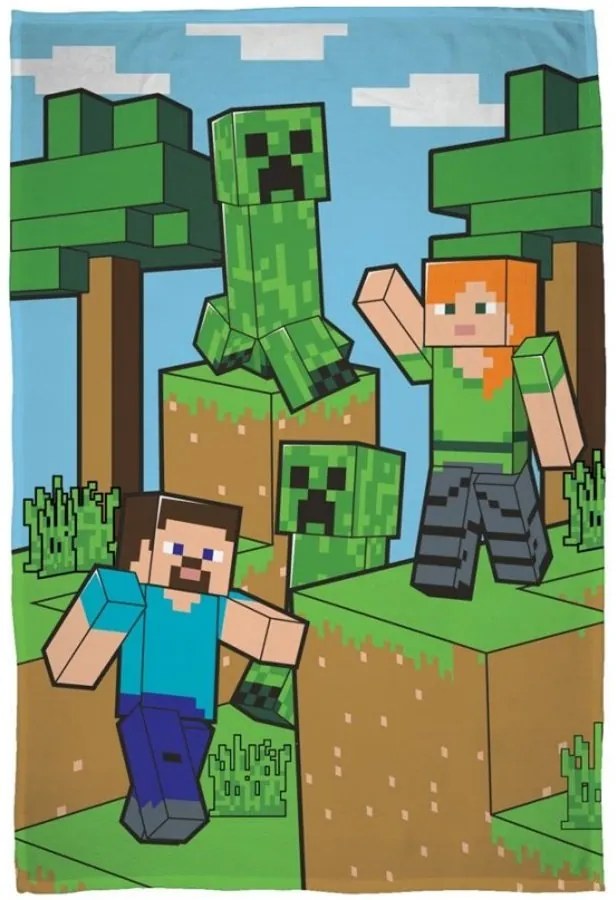 Fleecová deka Minecraft - motív Alex a Steve - Polar fleece - 100 x 150 cm