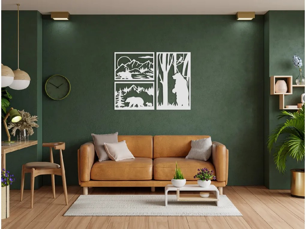 drevko 3-dielny obraz Medvedí triptych Rozmer obrazu: 33,5 x 44,5 cm, Farba dekorácie: Čierna