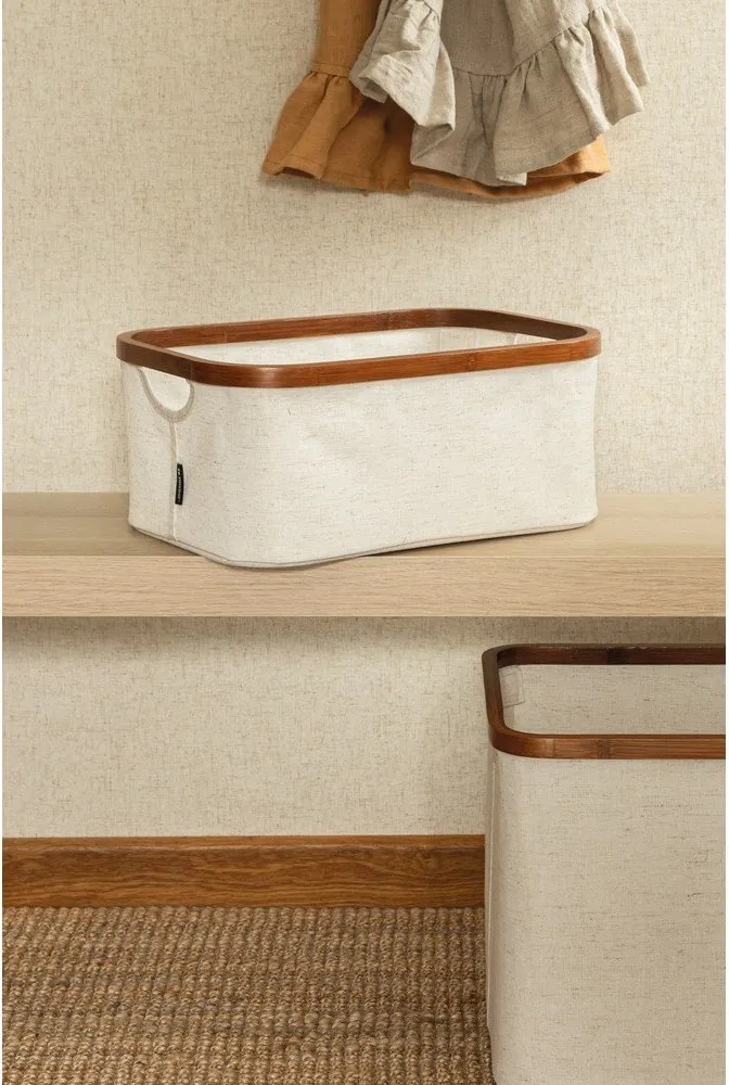 Krémový látkový úložný box 38x26x16 cm Bamboo/Linen – Bigso