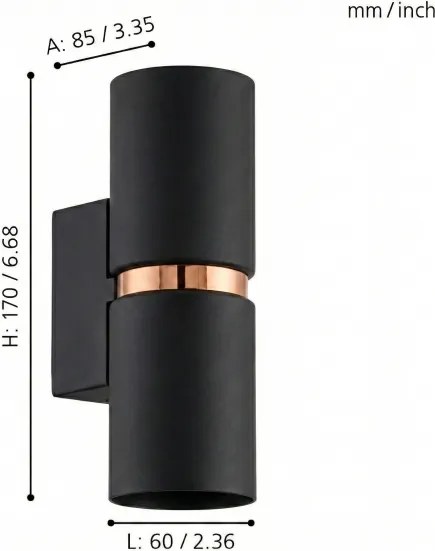 Eglo 95371 - LED nástenné svietidlo PASSA 2xGU10-LED/4W/230V