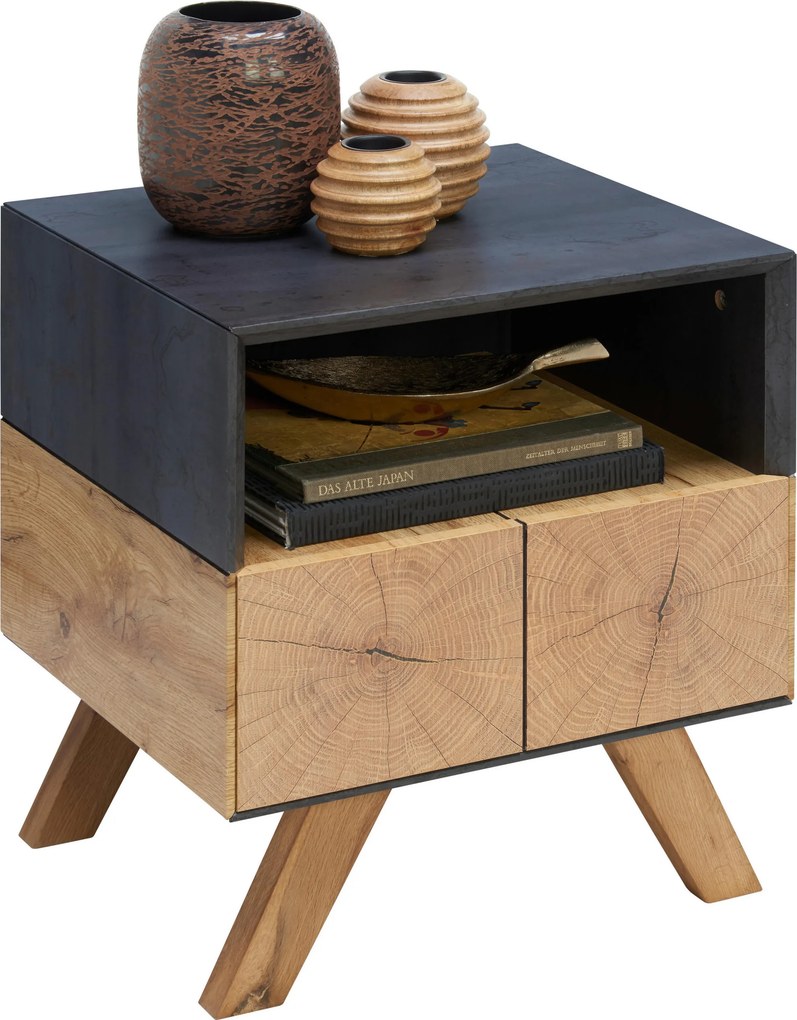 XXXLutz NOČNÝ STOLÍK, farba duba, tmavosivá, 45/50/40 cm Carryhome - Nočné stolíky - 002798002004