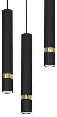 Závesné svietidlo RENO III loftové čierno-zlaté tuba
