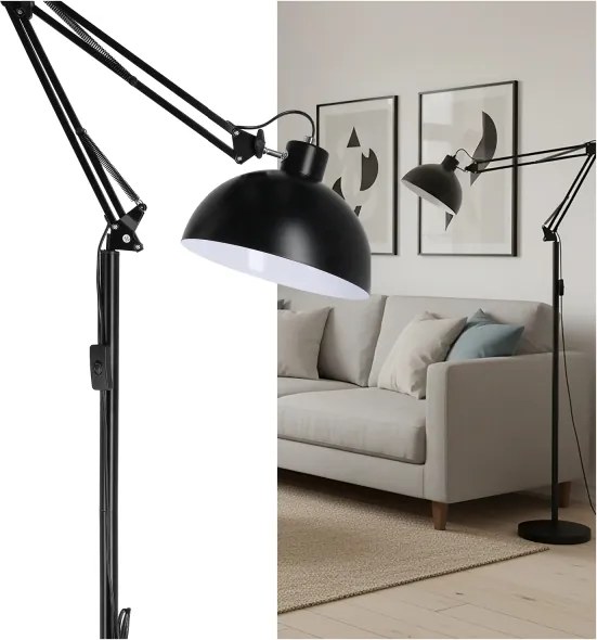 BRILAGI - Flexibilná stojacia lampa TASKER 1xE27/60W/230V 157 cm čierna