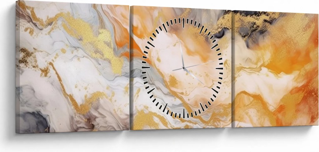 Obraz - Mramorované pozadie (s hodinami) (90x30 cm)