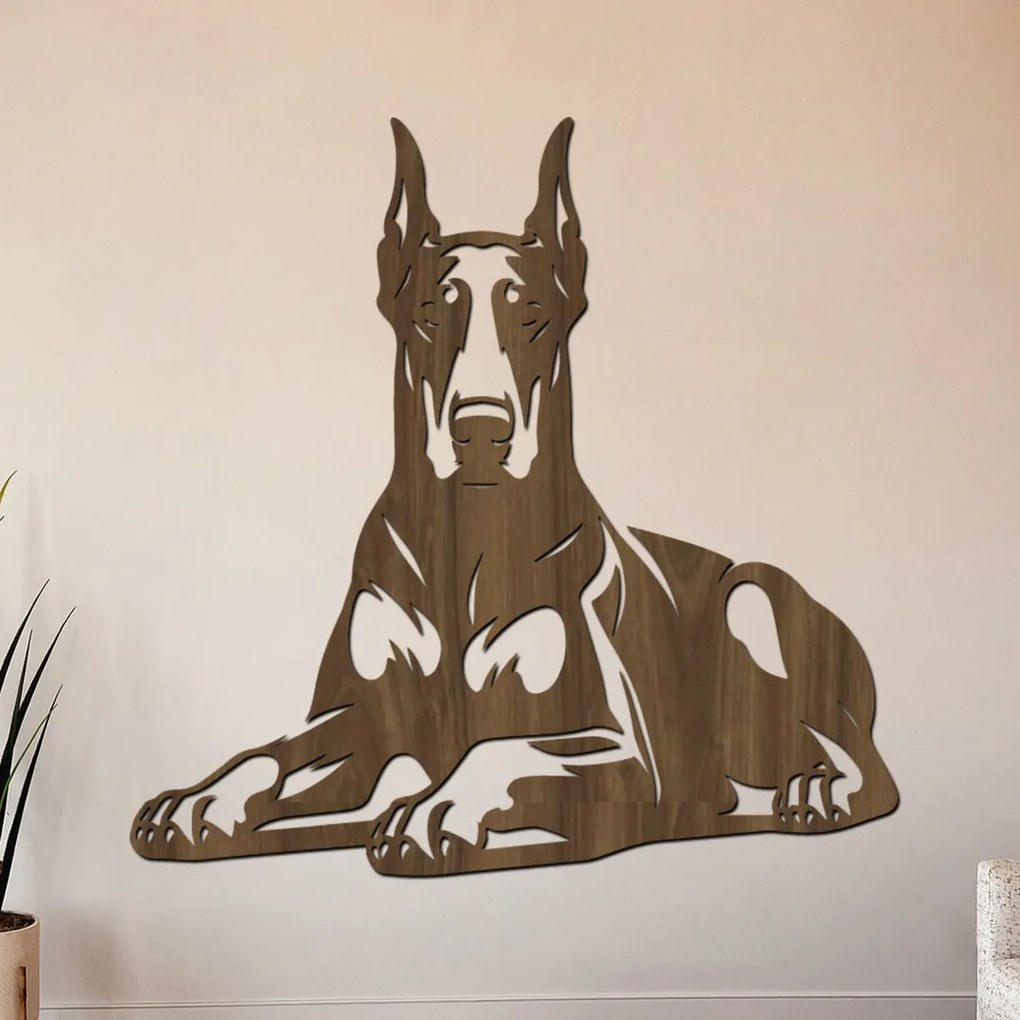 dřevo života Drevený obraz psa Doberman I Rozmery - cm: 40x40, Zvoľte farbu dekoru: Buk