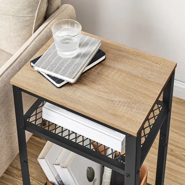 Príručný stolík OSKAR LET075B11 hnedý / čierny