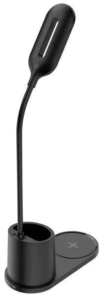 LED Stolná lampa LED/3W/5V s bezdrôtovým nabíjaním čierna