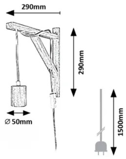 Rabalux 71028 - Nástenná lampa UBUL 1xE27/60W/230V buk