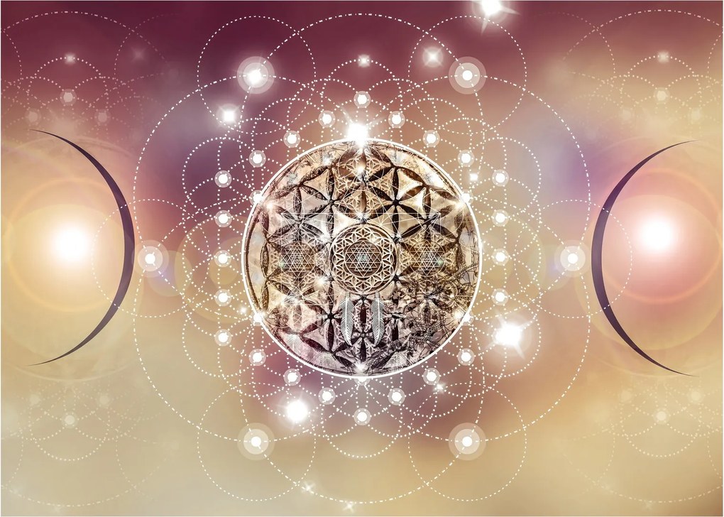 Sklenený obraz - Mandala s elementmi (70x50 cm)