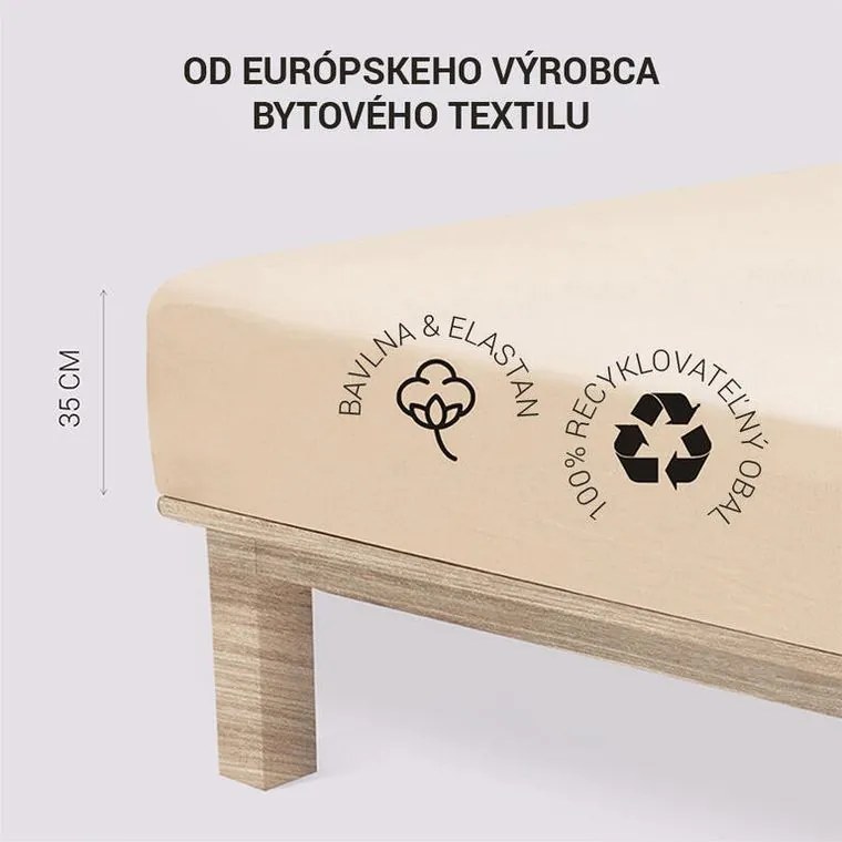Napínacia plachta na posteľ jersey s elastanom kávová sada 2 ks 90 x 200 cm