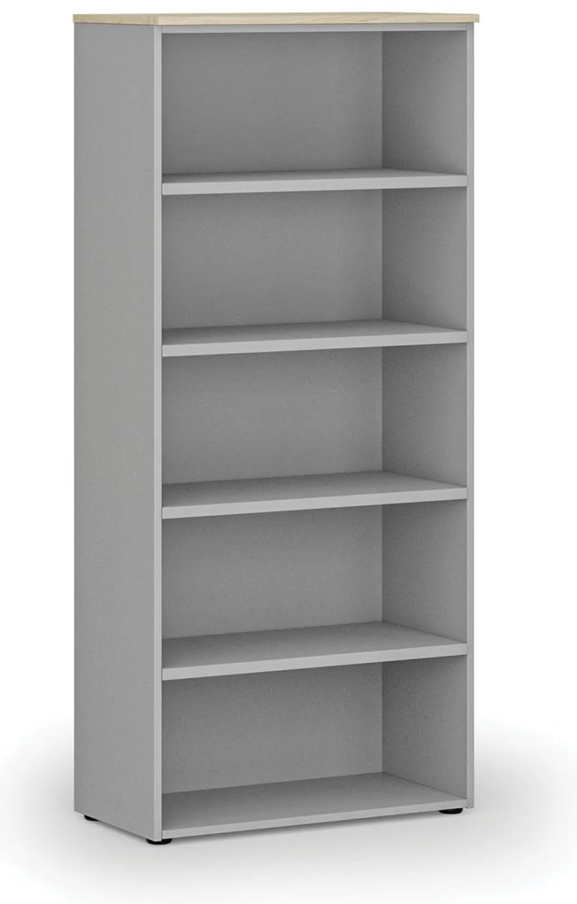Kancelársky regál PRIMO GRAY, 800 x 420 x 1781 mm, sivá/dub prírodný
