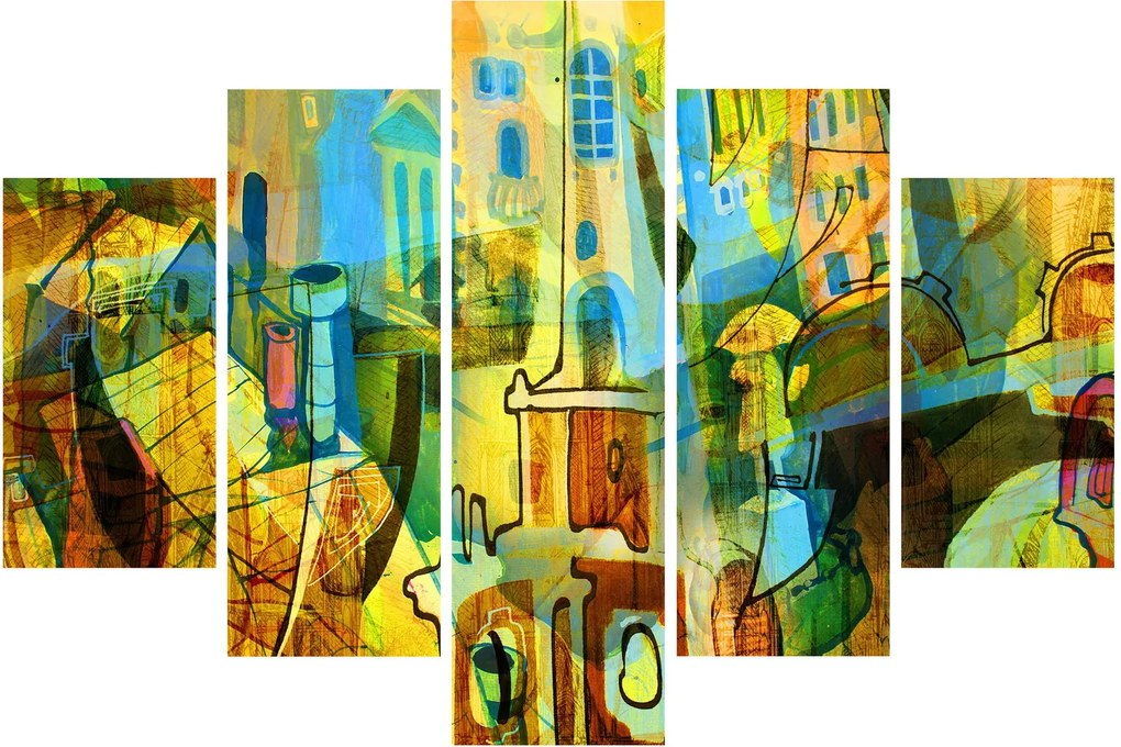 Obraz - Architektúra, kubistická abstrakcia (150x105 cm)