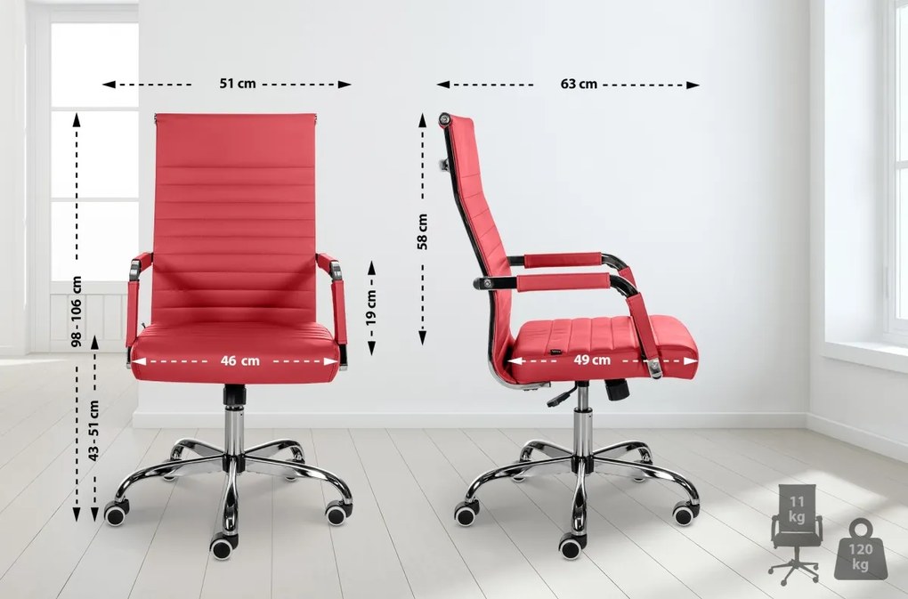 Design-Shop Kancelárska stolička Amadora - koženka - Červená