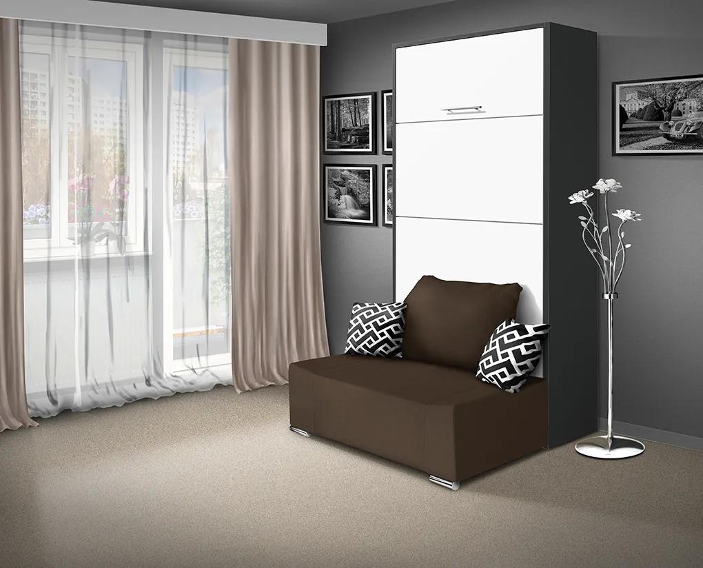 Nabytekmorava Sklápacia posteľ s pohovkou VS 21058P 200x90 farba pohovky: Krémová, Typ farebného prevedenia: Bielá / dvere biele