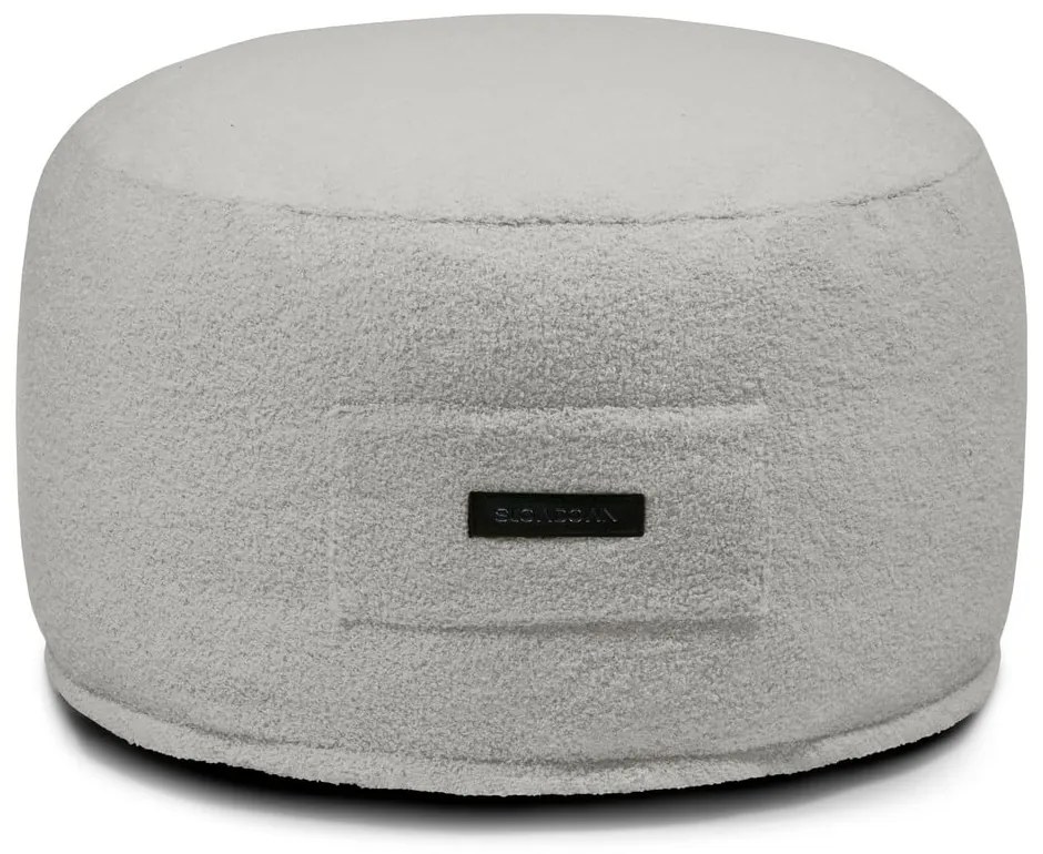 Svetlosivý taburet z textílie buklé Om 60 – SLOWDOWN