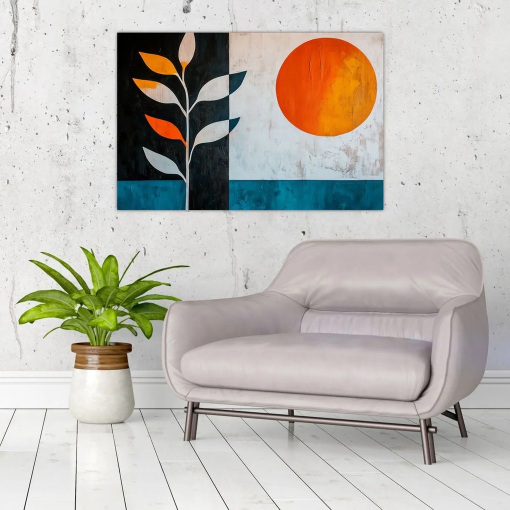 Obraz - Abstrakcia rastliny a slnka (90x60 cm)