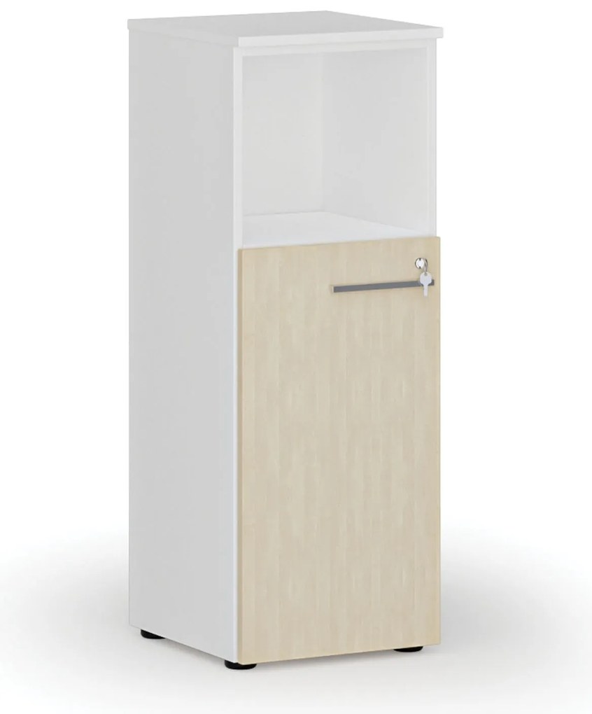 Kombinovaná kancelárska skriňa PRIMO WHITE, 400 x 420 x 1087 mm, biela/breza