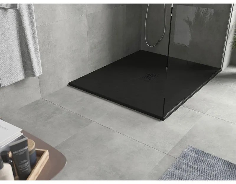 Mexen Hugo, obdĺžniková sprchová vanička SMC 110 x 100 cm, čierna, čierna krytka, 42701011-B