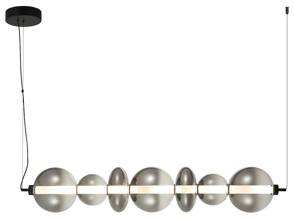 Závesné svietidlo Daphne, 7x grafitové sklenené tienidlo, b