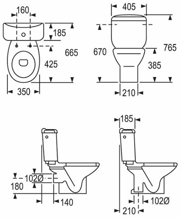 ROCA Victoria, WC misa, spodný odpad, biela lesklá, A342394000