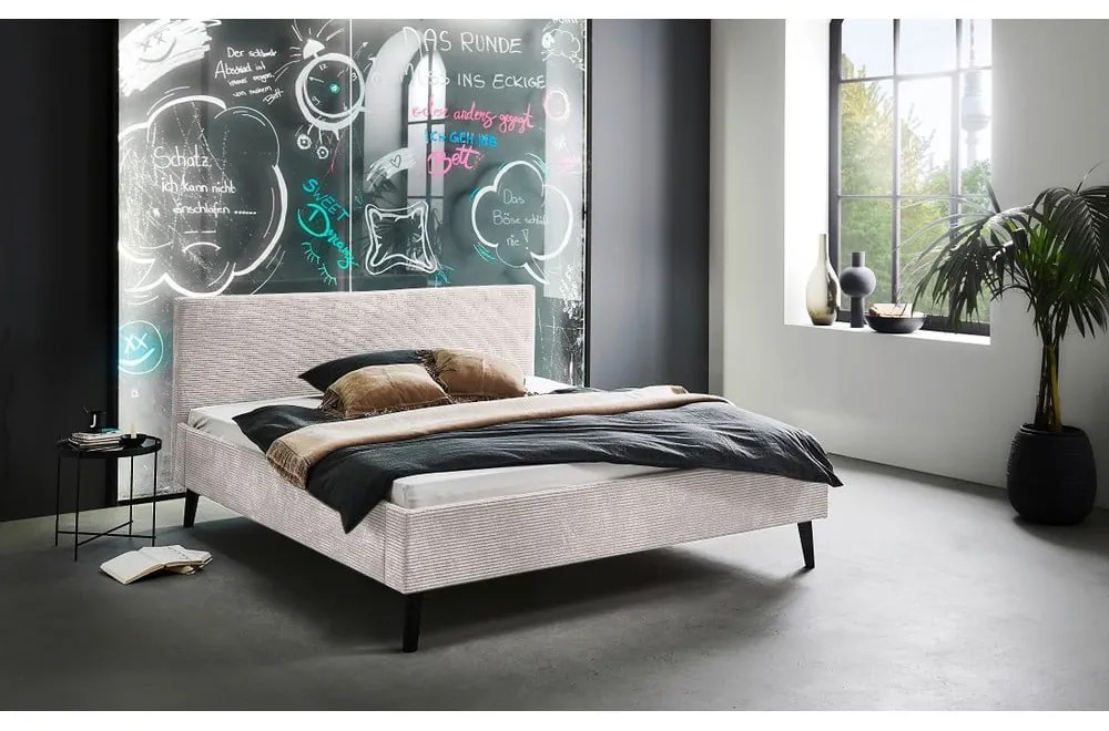 Béžová čalúnená dvojlôžková posteľ bez roštu 180x200 cm Avola – Meise Möbel