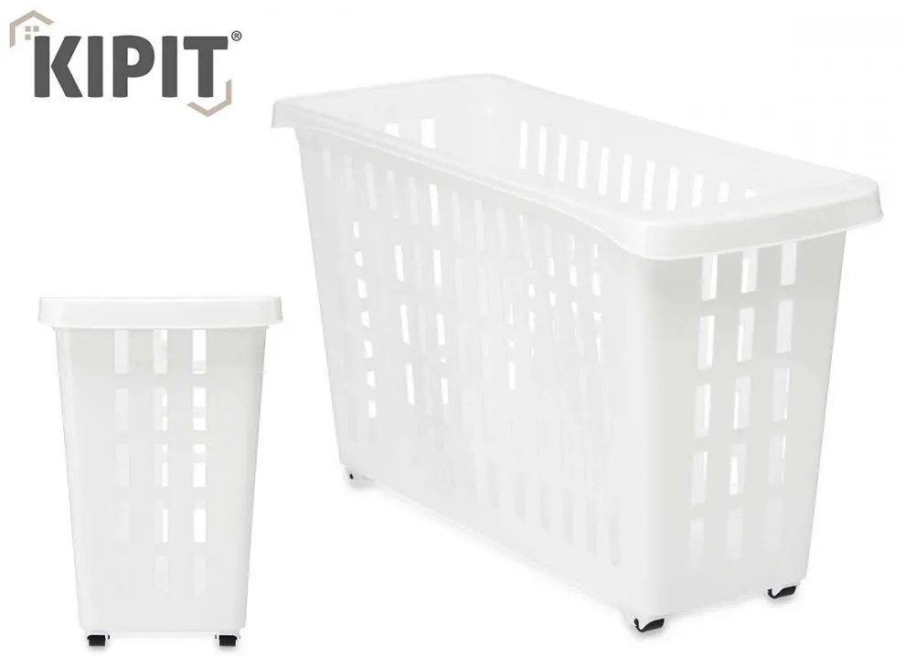 Arte Regal Úložný box s kolieskami, atypicky úzky, biely, Agnes, 20 l, 46 x 18 x 26