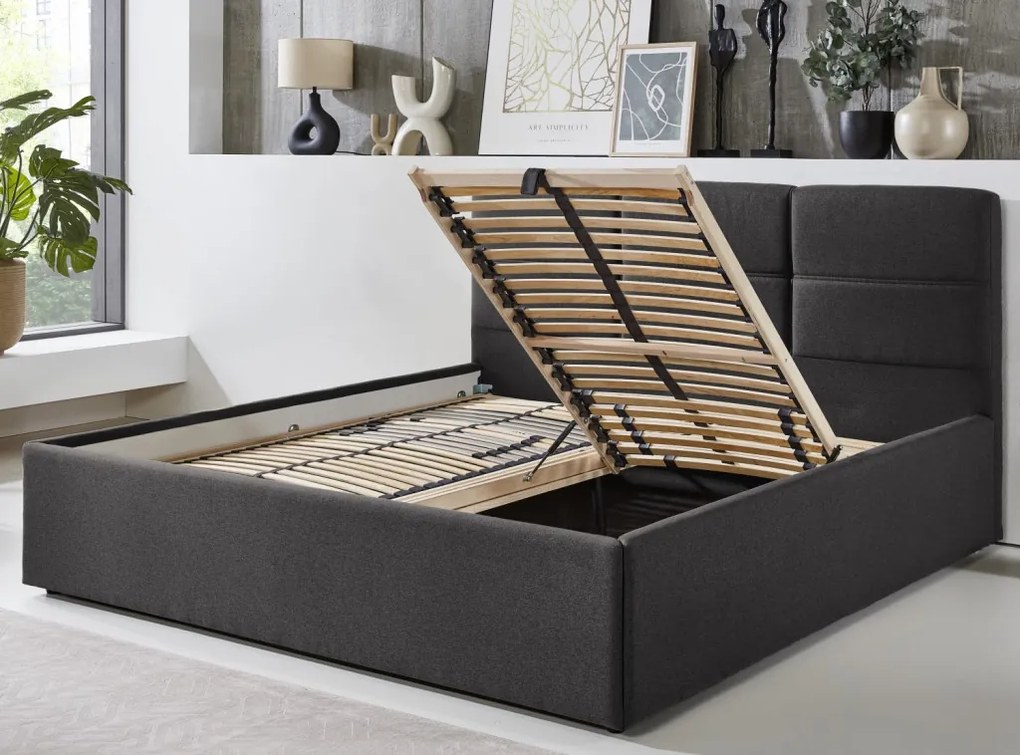 Posteľ Domango 140x200 cm, antracitovo šedá látka