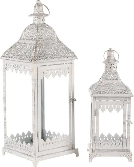 Set dvoch kovových lampášov biely JL326 (2 ks)