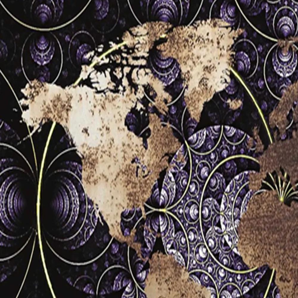 Ozdobný paraván, Elegantní mapa světa - 110x170 cm, trojdielny, obojstranný paraván 360°