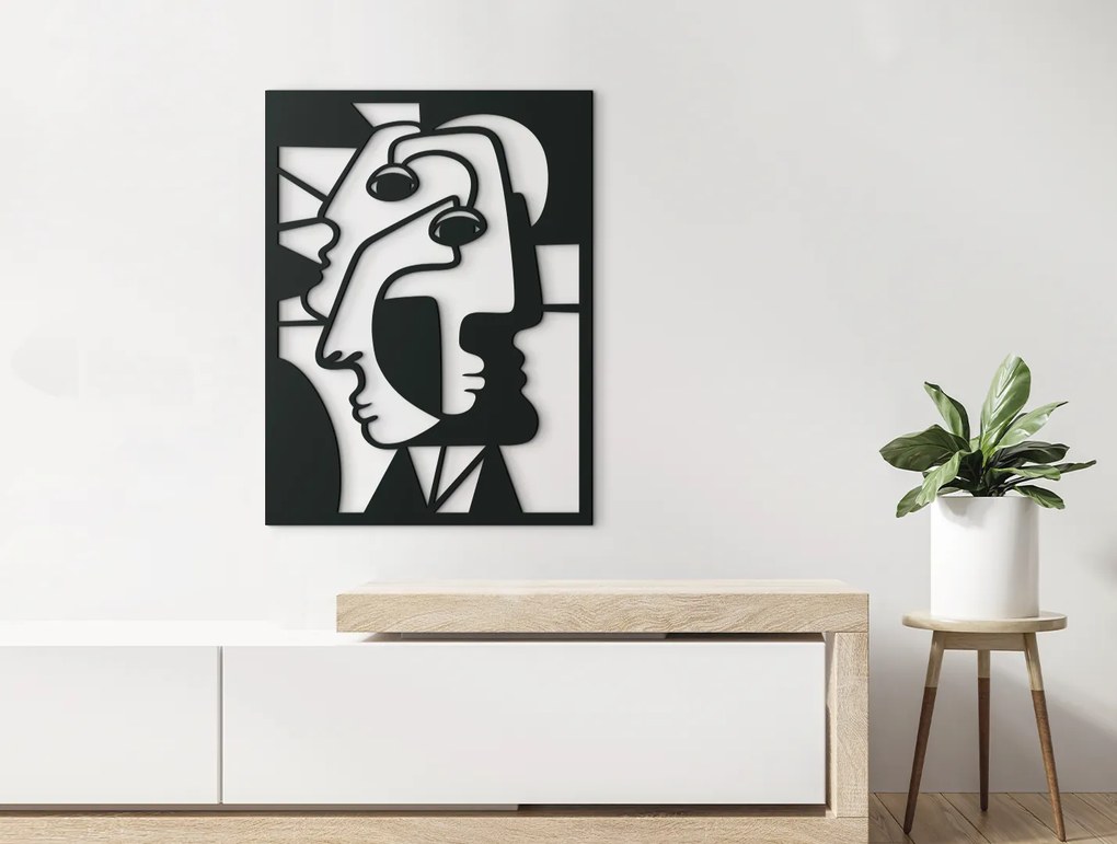 drevko Kubistický obraz na stenu Tváre Rozmer obrazu: 43,5 x 32,5 cm, Farba dekorácie: Čierna