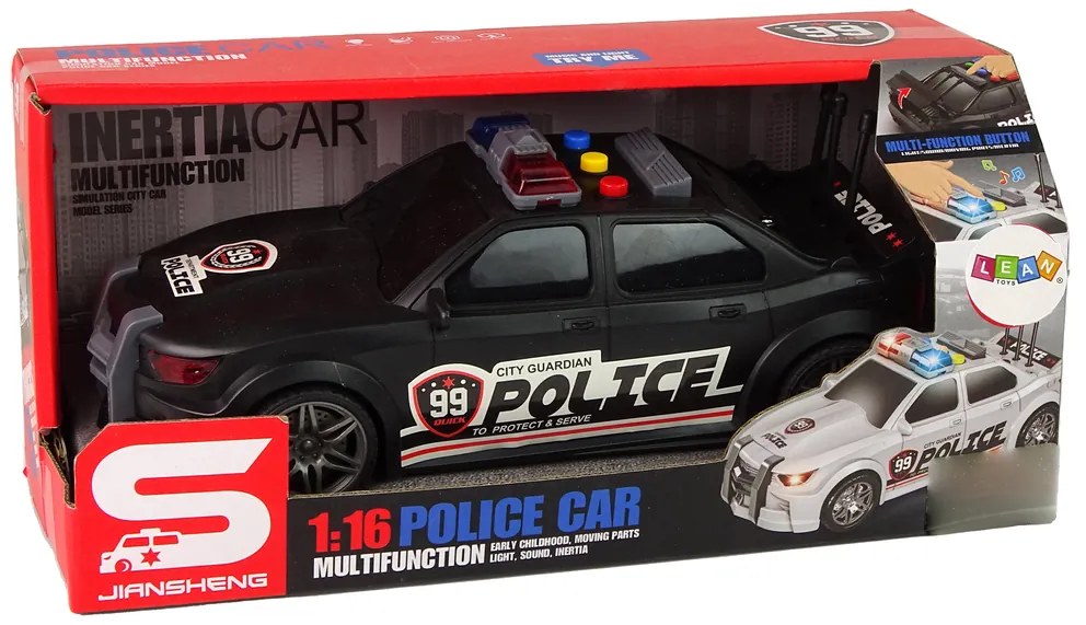 LEAN TOYS Policajné športové auto 1:16 - čierna
