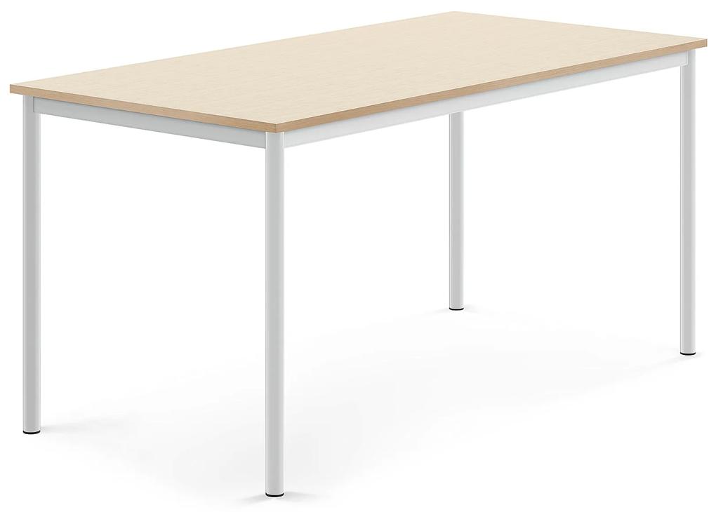 Stôl SONITUS, 1600x800x760 mm, HPL - breza, biela