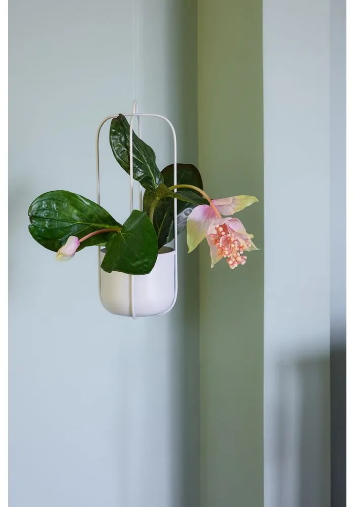 Súprava 2 svetlosivých závesných železných kvetináčov Hübsch Juro