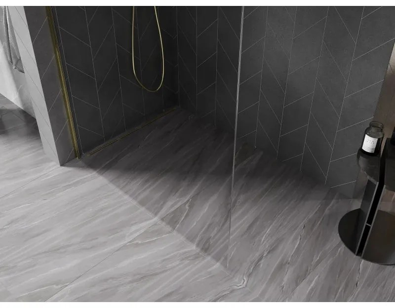 Mexen, Mexen Kioto-X L sprchová stena 100 x 200 cm, transparentná 10 mm, zlatá - 800-100-107-50-00-X