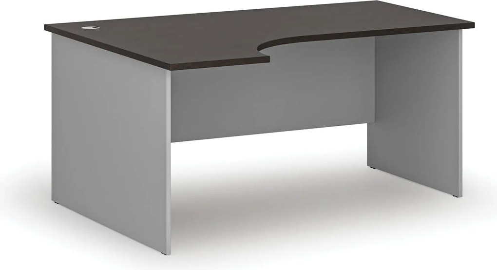 Rohový kancelársky písací stôl PRIMO GRAY, 160x120 cm, ľavý, sivá/wenge