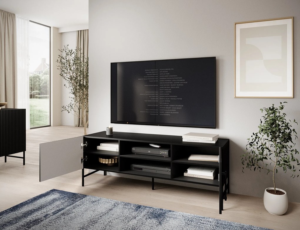 RTV stolík RAFTT 152x55 cm, čierny