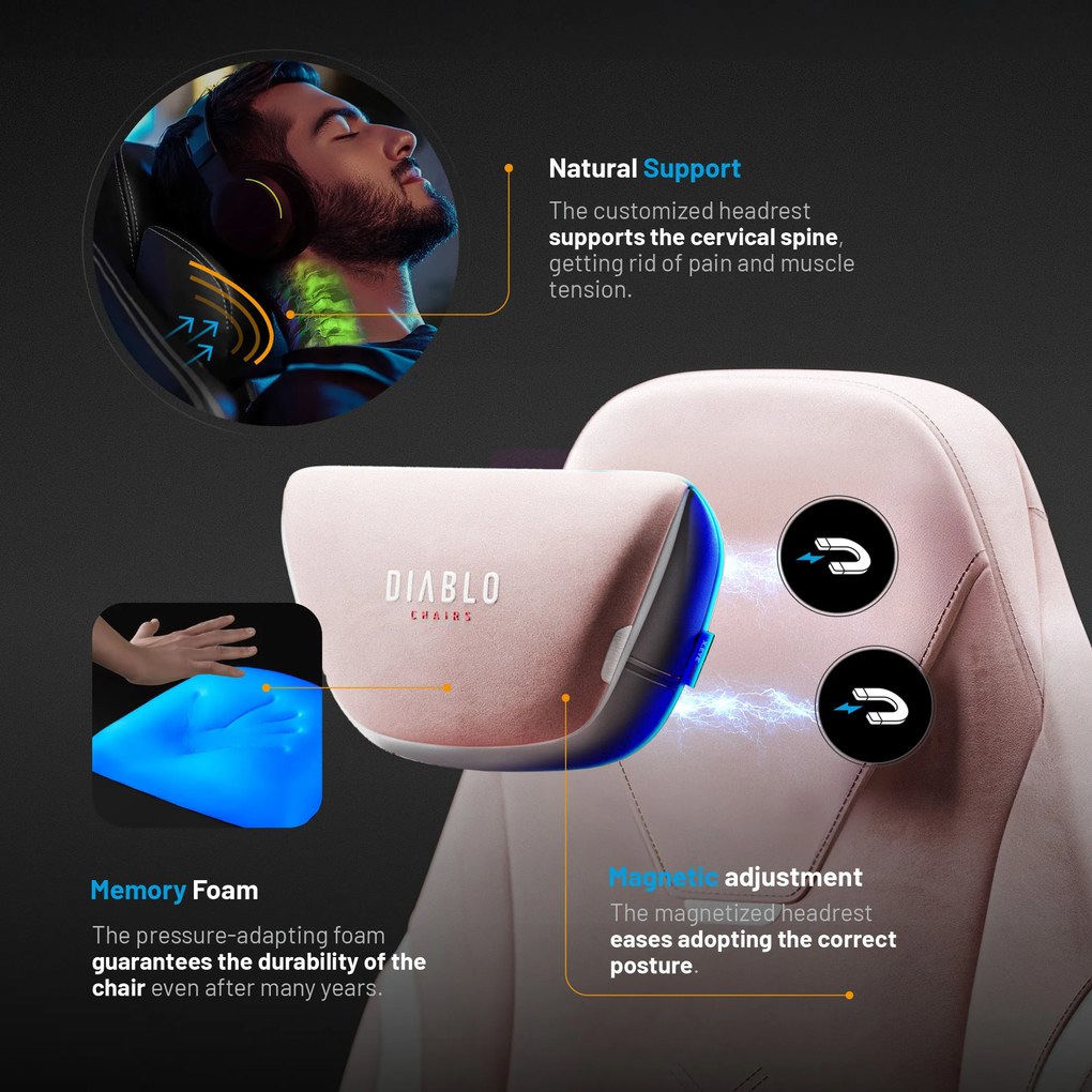 Ružová herná stolička Diablo X.Eye Prime Akira Pink