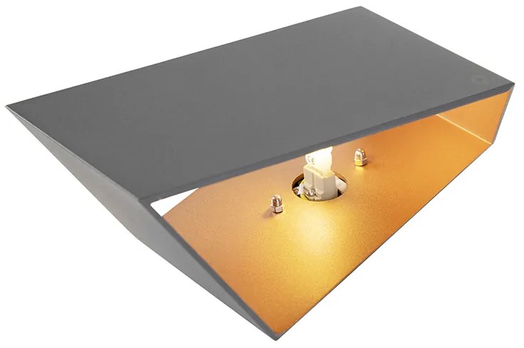 Nástenná lampa Fold sivá s meďou