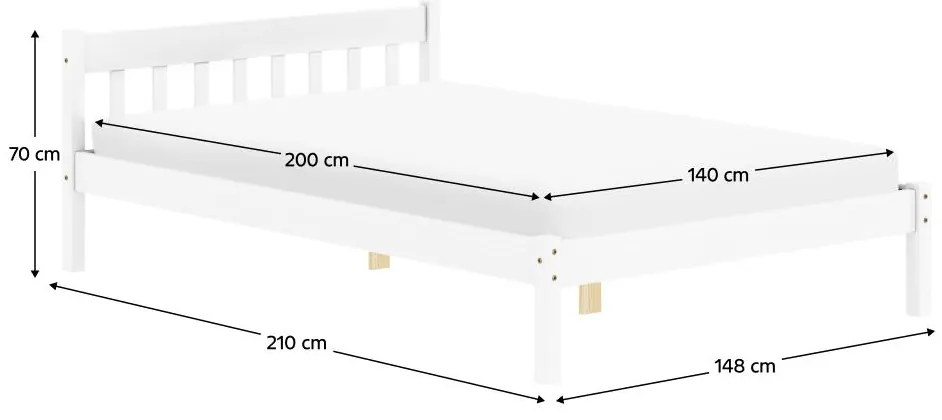 Manželská posteľ 140x200 cm Malil (biela). Vlastná spoľahlivá doprava až k Vám domov. 1119524