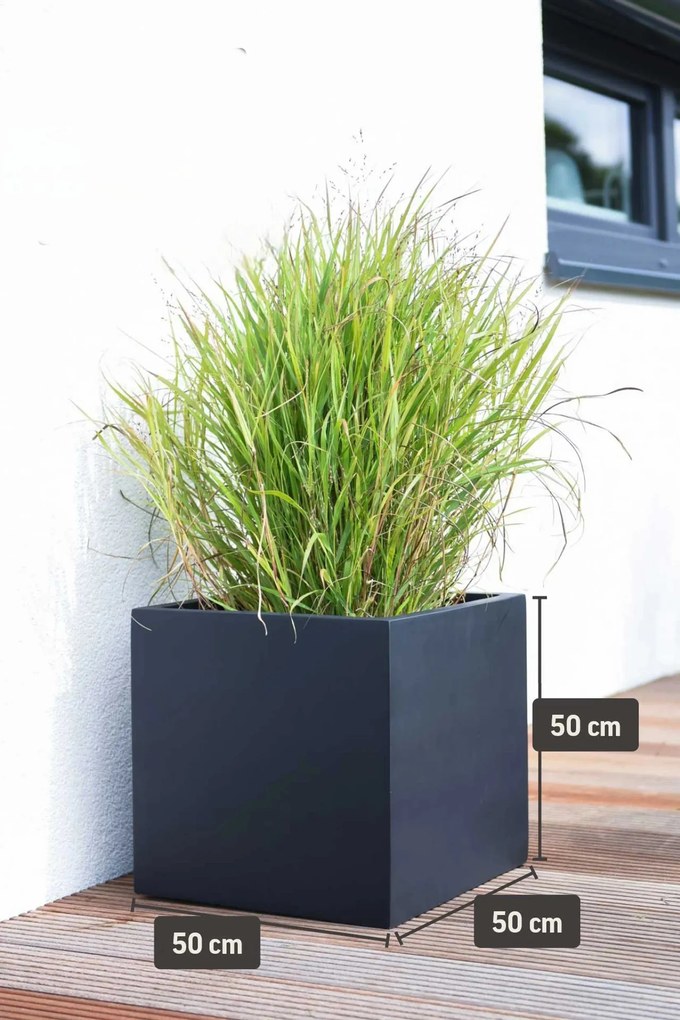 Kvetináč BLOCK, sklolaminát, 50x50x50 cm, antracit