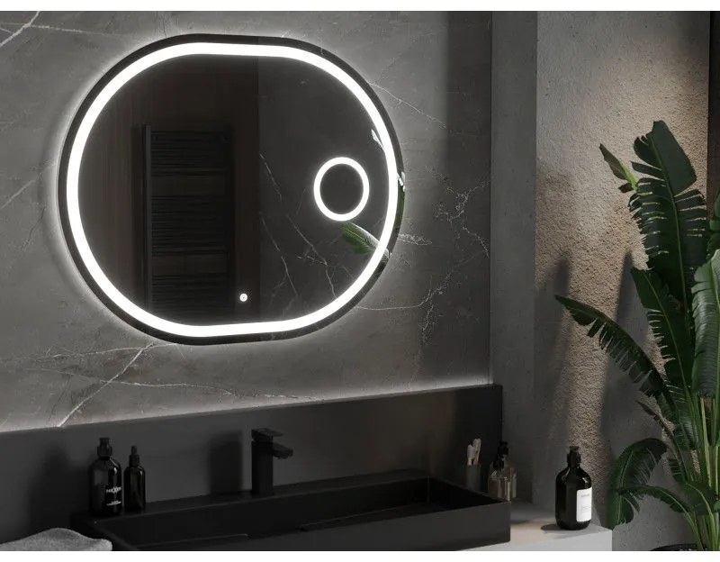 Mexen Umba, LED kúpeľňové zrkadlo s podsvietením a kozmetickým zrkadlom 100 x 80 cm, 6000K, ochrana proti zahmlievaniu, 9822-100-080-611-00