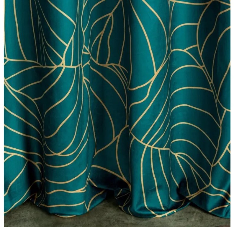 DECOREUM Potlačený zamatový záves 140 cm x 250 cm grafitová 100 % polyester Rozmer varianty: 140 cm x 250 cm, Farba varianty: Tmavo tyrkysová 104671