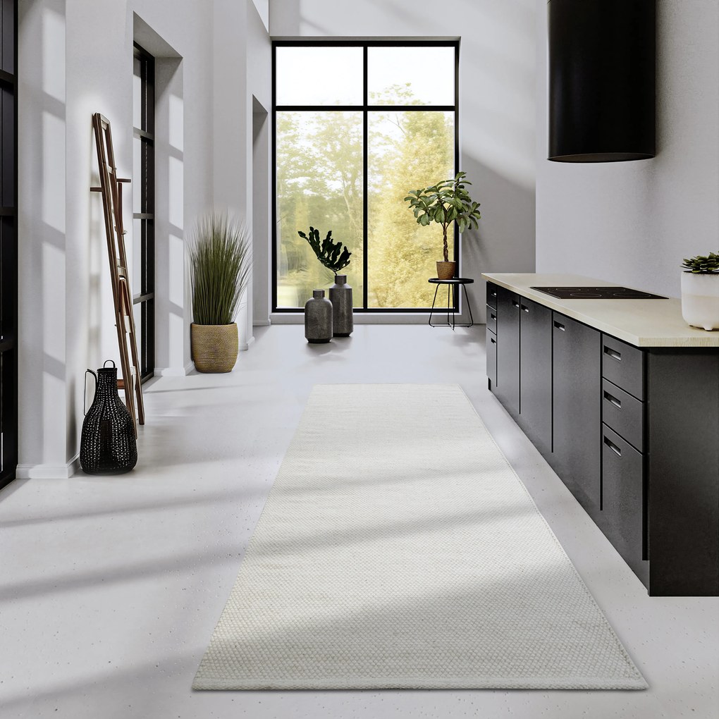 ELLE Decoration, Koberec behúň Delhi 106052 White z kolekcie Elle, 80x200, biela, chodba / predsieň